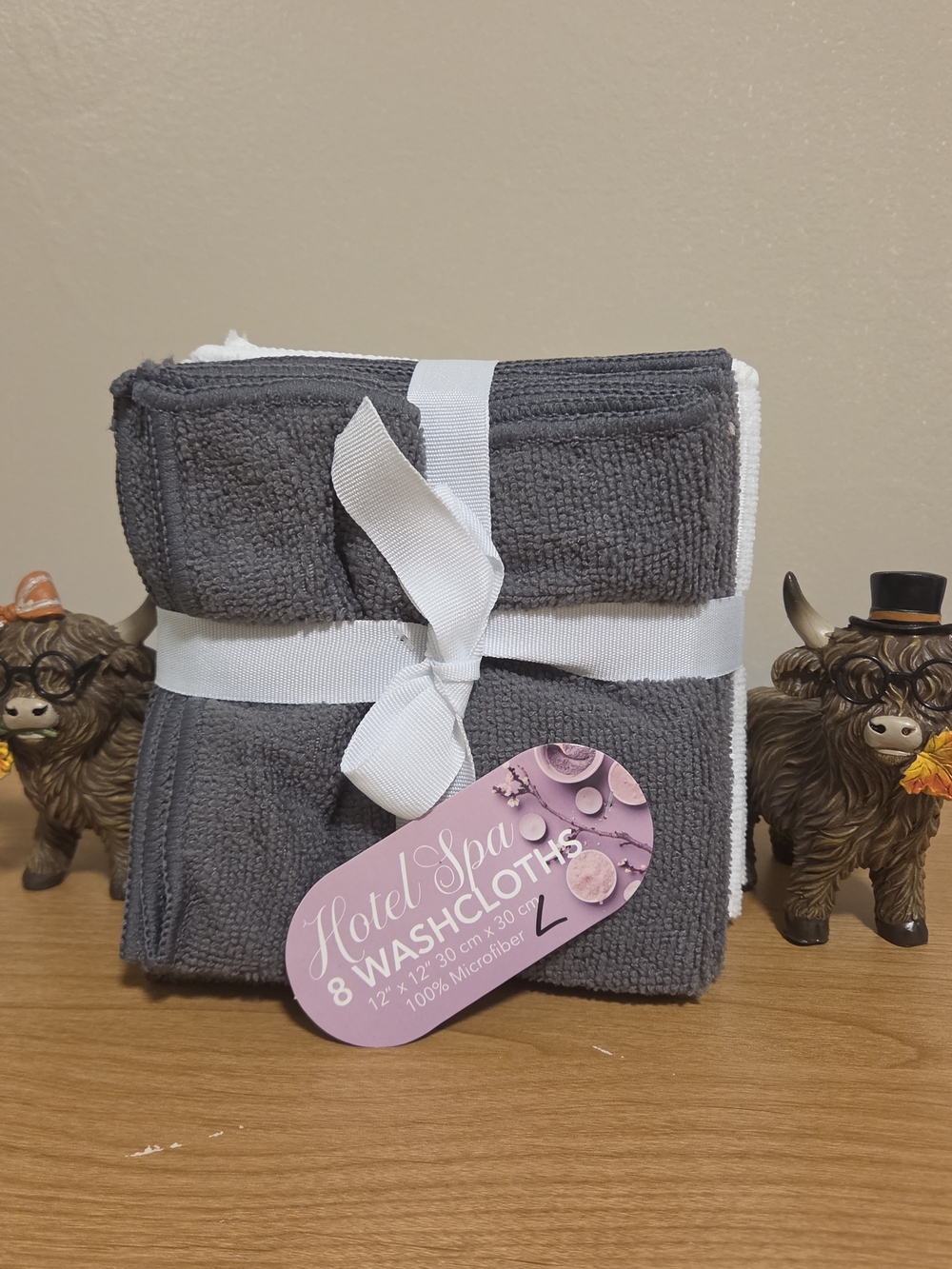 Hotel Spa 8-Pack Gray Washcloths - Soft Microfiber